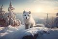 Winter baby arctic fox. Generate Ai