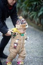 Winter baby walking Royalty Free Stock Photo