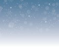 Blue Christmas and winter background with falling snow and snowflake icons Royalty Free Stock Photo