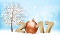 Winter 2017 background with a bauble. Vector.