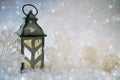 Winter background. Beautiful candlestick in the shape of a house Royalty Free Stock Photo