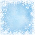 Winter background with beautiful various snowflakes