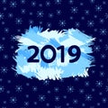 Winter background with blue brush strokes and snowflakes. New ye Royalty Free Stock Photo