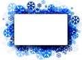 Winter background with blue snowflakes.