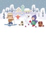 Winter background with children