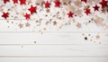 Winter background with christmas decor white mockup for text placement in red, gold, silver