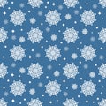 Winter background Christmas pattern, seamless background vector illustration. White snowflakes on a blue background. Template for Royalty Free Stock Photo