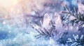 Winter background with clea quartz crystals