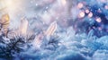 Winter background with clea quartz crystals Royalty Free Stock Photo