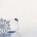 Happy New year winter background with Christmas glass ball and s