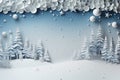 Winter background designed in an origami style, featuring a serene landscape adorned with intricate white and blue origami winter