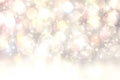 Winter background. A festive abstract Happy New Year or Christmas background texture with golden yellow blurred bokeh lights and Royalty Free Stock Photo