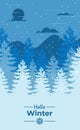 Winter background flat design vector illustration