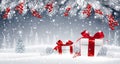 Winter background with gifts Royalty Free Stock Photo