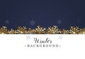 Winter background with golden snowflakes and navy blue bcakground Royalty Free Stock Photo