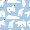 Winter background with polar bear,tree.Vector illustration seamless pattern for background,wallpaper,frabic.Editable element Royalty Free Stock Photo