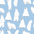 Winter background with polar bear,tree.Vector illustration seamless pattern for background,wallpaper,frabic.Editable element Royalty Free Stock Photo