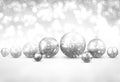 Winter background with silver christmas balls. Royalty Free Stock Photo