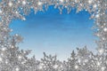 Winter background with silver snowflakes