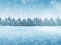 Winter background with snow and trees