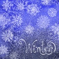 Winter background with snowflakes. Painting.