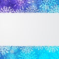 Winter background with space for your text. Christmas Greeting Card. New Year frame with snowflakes. Winter template