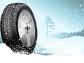 Winter background with winter tire