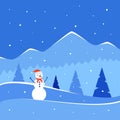 Winter background Vector winter landscape for poster and banner. Christmas background in flat style Royalty Free Stock Photo