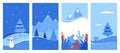 Winter background Vector winter landscape for social media stories. Christmas background in flat style