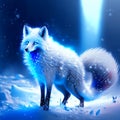 Winter Background With A White Fox In The Snow. 3d Rendering Generative AI