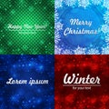 Winter backgrounds set. Winter frame with snowflakes. Christmas Greeting Card. New Year background with space for your Royalty Free Stock Photo