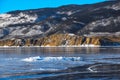 Winter baikal. Bubbles of methane gas frozen into clear ice lake baikal, russia Royalty Free Stock Photo