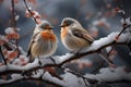 Winter ballet resilient birds dance on snow laden branches, ecosystem guardians