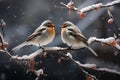 Winter ballet resilient birds dance on snow laden branches, ecosystem guardians