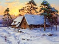 Winter Baltic Coastal Reed Hut