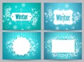 Winter banners and backgrounds vector bundle with designs