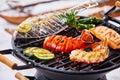 Winter barbecue with gourmet seafood grilling