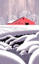 Winter Barn Scene