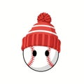 Winter Baseball Concept with Ball Wearing Hat Royalty Free Stock Photo