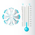 Winter Bckground with Thermometer and Paper Snowflake