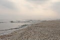 Winter beach of shells at black sea Royalty Free Stock Photo
