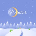 Winter. Beautiful Chrismas winter flat landscape background