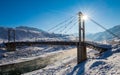 Winter. Beautiful old bridge. Sun Royalty Free Stock Photo