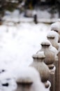 In winter, the beautiful snowscape on the campus is covered with thick white snow Royalty Free Stock Photo