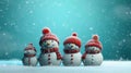 winter card celebration snowman year christmas snowfall white new background snow season. Generative AI.