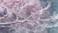 Winter beauty captured in close up of frost on pine tree generated by AI