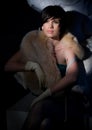 Winter beauty in luxury. Fashion fur. Beautiful woman in luxury fur coat. Fashion model posing in eco-fur coat