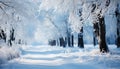 Winter beauty snow covered tree in tranquil forest landscape generated by AI Royalty Free Stock Photo