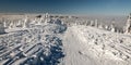 Winter bellow Lysa hora hill in Moravskoslezske Beskydy mountains in Czech republic