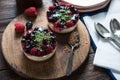 Winter berry fruits cheesecake with pistachio
